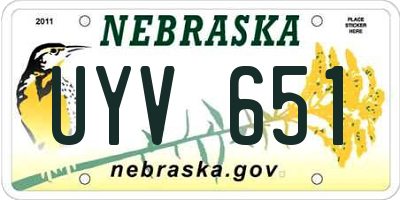 NE license plate UYV651