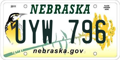 NE license plate UYW796