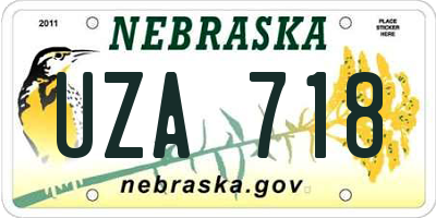 NE license plate UZA718