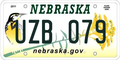 NE license plate UZB079