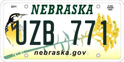 NE license plate UZB771