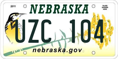 NE license plate UZC104