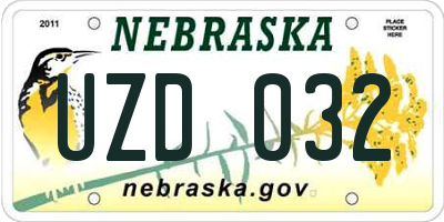NE license plate UZD032
