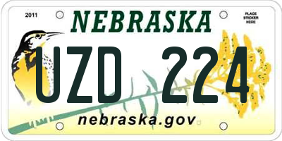 NE license plate UZD224
