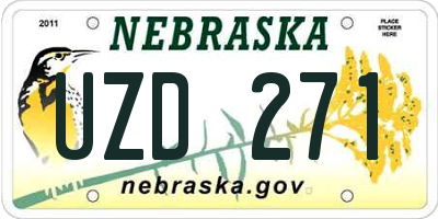 NE license plate UZD271