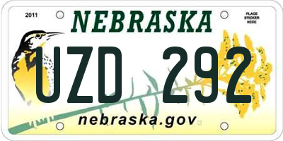 NE license plate UZD292