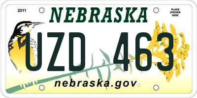 NE license plate UZD463