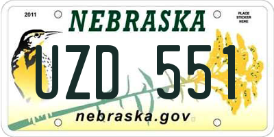NE license plate UZD551