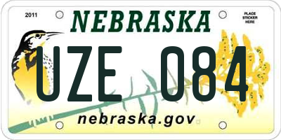 NE license plate UZE084