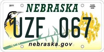 NE license plate UZF067