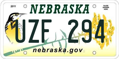 NE license plate UZF294