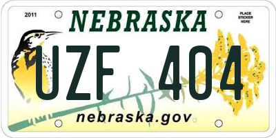 NE license plate UZF404