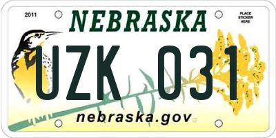 NE license plate UZK031