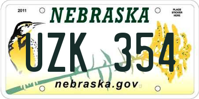 NE license plate UZK354