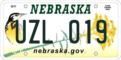 NE license plate UZL019