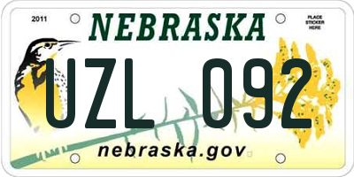 NE license plate UZL092