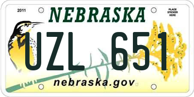 NE license plate UZL651