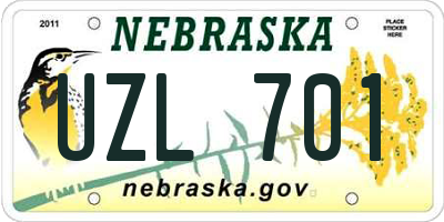 NE license plate UZL701