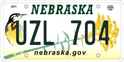 NE license plate UZL704