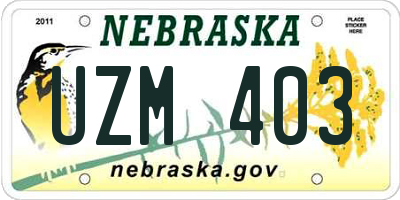 NE license plate UZM403