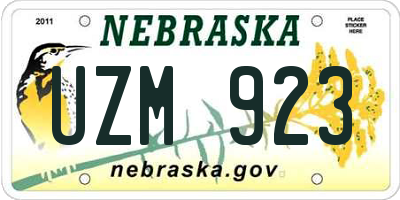NE license plate UZM923