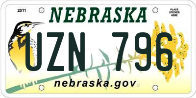 NE license plate UZN796