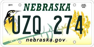 NE license plate UZQ274