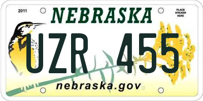 NE license plate UZR455