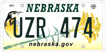 NE license plate UZR474