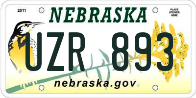 NE license plate UZR893