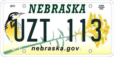 NE license plate UZT113