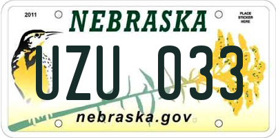 NE license plate UZU033