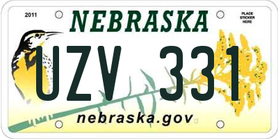 NE license plate UZV331
