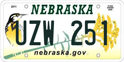 NE license plate UZW251