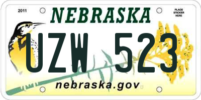 NE license plate UZW523