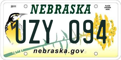 NE license plate UZY094