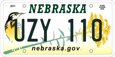 NE license plate UZY110