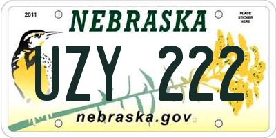 NE license plate UZY222