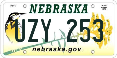 NE license plate UZY253