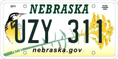 NE license plate UZY311