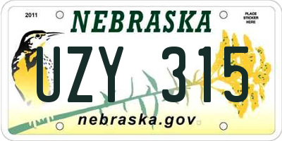 NE license plate UZY315