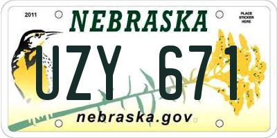 NE license plate UZY671