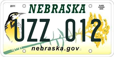 NE license plate UZZ012