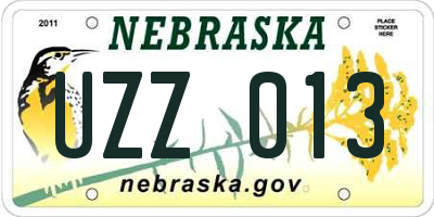 NE license plate UZZ013