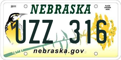 NE license plate UZZ316