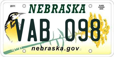 NE license plate VAB098