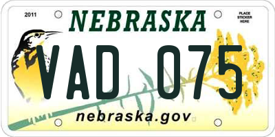 NE license plate VAD075