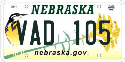 NE license plate VAD105