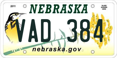 NE license plate VAD384
