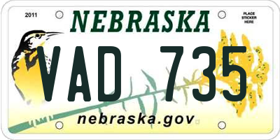 NE license plate VAD735